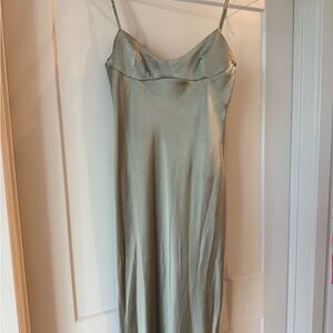 ZARA green satin dress